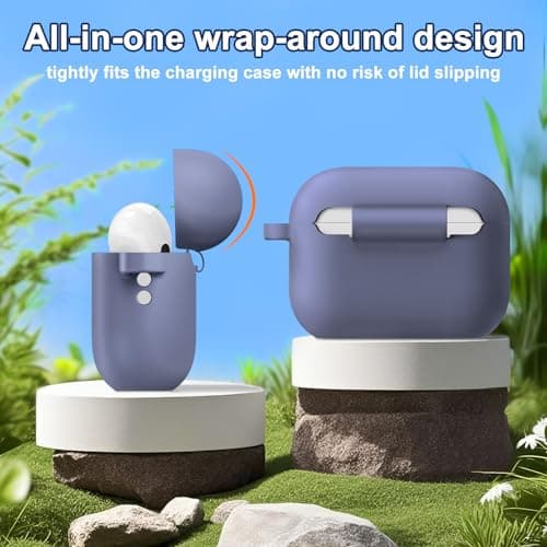 MATEPROX Case Compatible with AirPods Pro 3, Cover Portable Silicone Skin with Keychain Earphone Protective Cases for AirPods Pro 3th Generation 2025-Lavender Purple — view 4