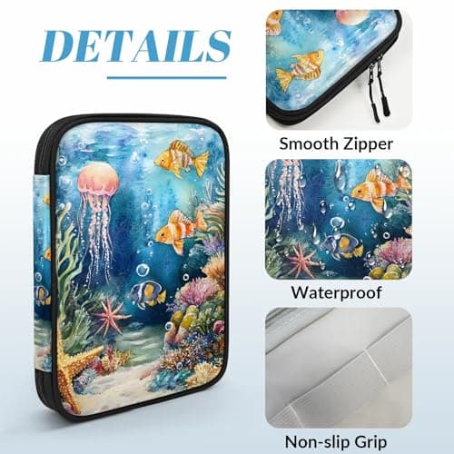Mintoprints Ocean Seaworld Travel Electronic Organizer Case, Octopus Coral Fish Tech Organizer Pouch Cord Storage Bag for Phone, Cable, Charger, Accessories — view 5