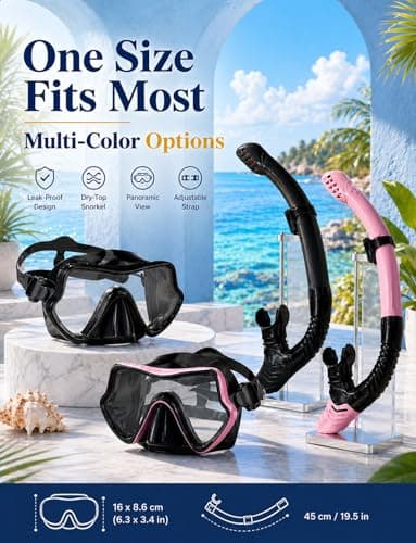 Vogista Dry Top Snorkel Set Adult, Anti-Fog & Anti-Leak Snorkeling Gears for Holiday, Diving Goggles Scuba Mask Adult for Snorkeling, Swimming, Travel - 2 Pack — view 6