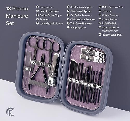 CAELYN & FRANCIS 18Pcs Manicure Set, Professional Stainless Steel Nail Care Tools, Portable Grooming Kit for Travel and Home, Ideal Nail Clippers, Gift for Men Women Friends and Parents (Royal Blue) — view 2