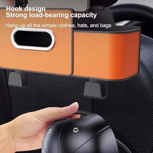3-in-1 Car Backseat Organizer with Cup Holder, Car Seat Back Organizer, Multifunctional Car Seat Back Storage Box,Headrest Backseat Hanging Storage Box with Hooks for Travel & Daily Use (Beige) — view 6
