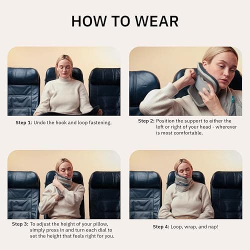 trtl Pillow Plus - Adjustable Neck Pillow for Traveling - Plane Pillow with Foam Padding for Head and Neck Support - Machine Washable - Waterproof Carry Bag - Charcoal — view 5