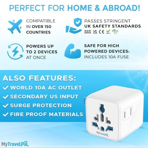 MyTravelPal Tiny Universal Travel Adapter | UK Safety Standards | No USB — view 3