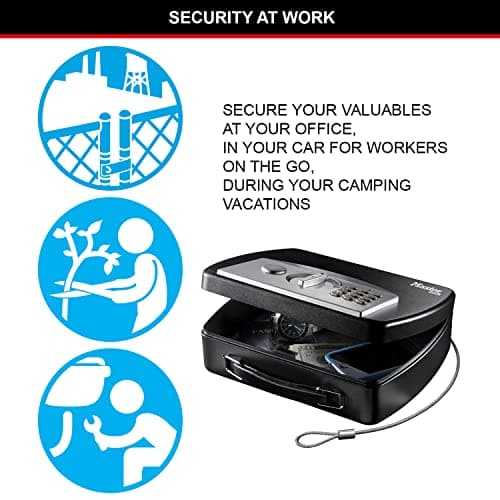 Master Lock P008EML Compact Portable Safe (Combination with Cable), Black/Grey — view 4