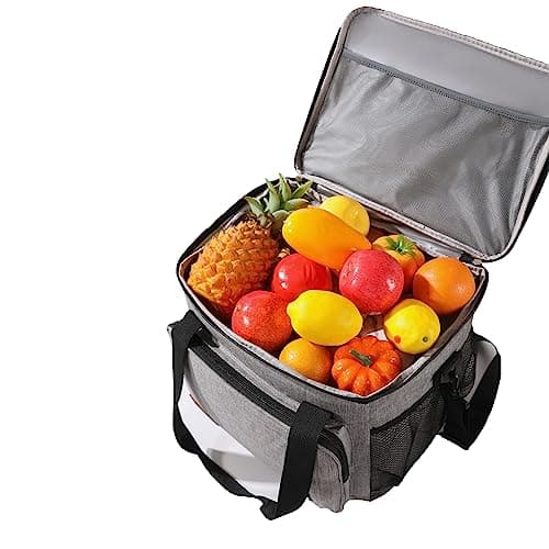 25L Cooler Bag Thermal Insulated Picnic Family Lunch Bag Waterproof Cool Bags Large Shopping Bag for Beach Picnic Camping Travel Grey — view 4