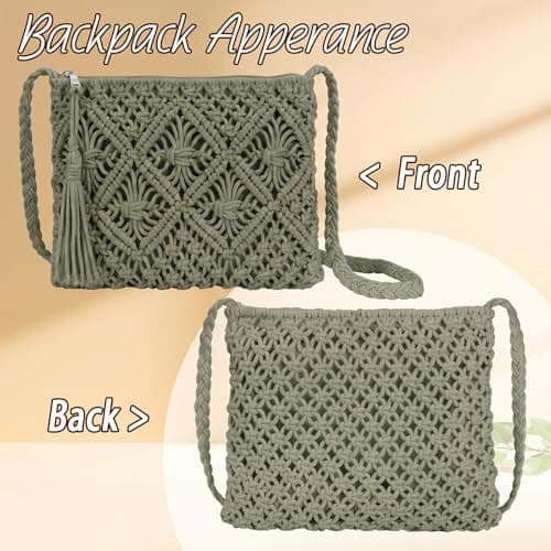 Sahunfri Straw Crossbody Bag for Women Bohemian Shoulder Bag Woven Crochet Purse For Summer Beach Travel Clutch Handbag (Green) — view 6