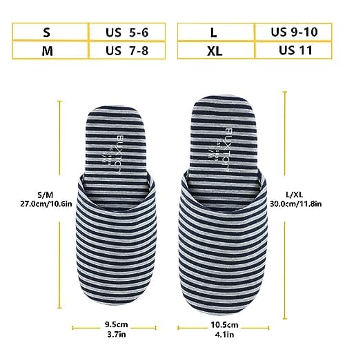 BUXTON Cozy Lightweight and Memory foam Indoor Slippers for Womens and Mens(unisex), Foldable Slippers with Mesh bag-For Home,Travel,Spa and Hotel, Navy/Grey, Small-Medium — view 2