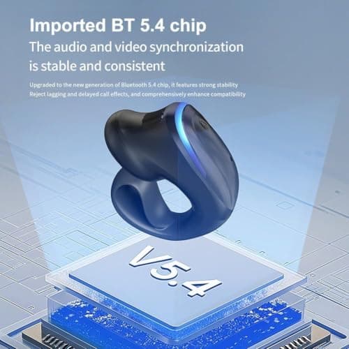 Single Ear Headphones 5.4 Lightweight Noise Cancelling Ear Clip Headphones Sport IPX3 Waterproof Black 5.4 Single Earbud 6H Playtime Quick Charge Lightweight Earphones 5 g Ergonomic for Running (Black — view 3
