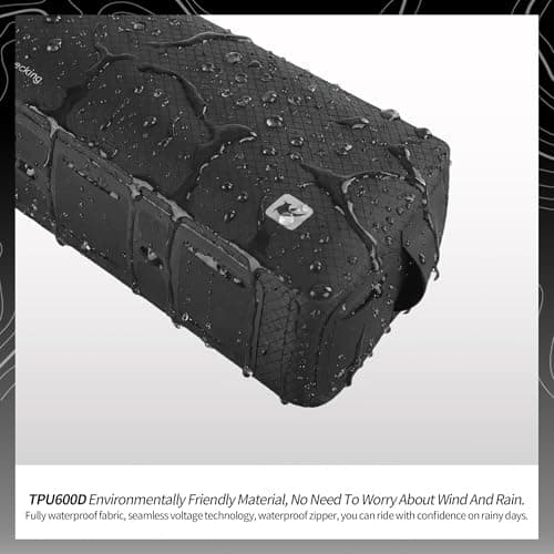 Rhinowalk Bike Top Tube Bag Bolt-On & Strap Mount Waterproof 600D TPU Frame Bag Slim Hard Shell Cycling Storage with Charging Port, Compatible with Top Tube & Bottle Cage Mounts — view 4