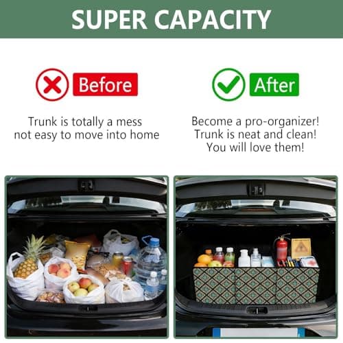 Grckit Car Trunk Organizer Decorative Turquoise Rose Heavy Duty Collapsible Storage Tote Bag with Reinforced Handles for Shopping Travel Picnic — view 4