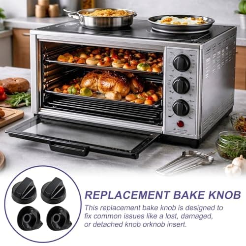 Innovess 4 Pack Universal Cooker Knobs Replacement with 12 Adapters Black Gas Hob Knobs Heat Resistant Oven Control Knobs for Cooker Stove Electric Oven Hob Knobs Replacement Kitchen Appliance — view 5