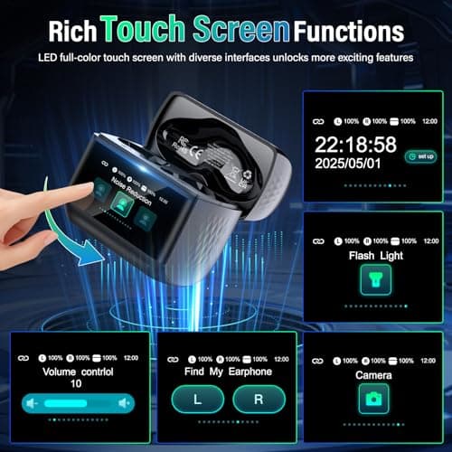 ZYHKON Wireless Earbuds, 2026 Bluetooth 5.4 Headphones In Ear with ANC/ENC Noise Cancelling Mic, HiFi Stereo Bluetooth Ear buds with Multifunctional Touchscreen, 5 EQ Modes Bluetooth Earphones, Black — view 4
