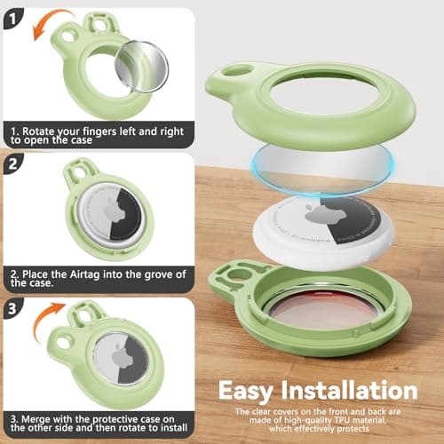 TNSNK for AirTag Holder Keyring, 1 Pack,Matcha Green — view 6