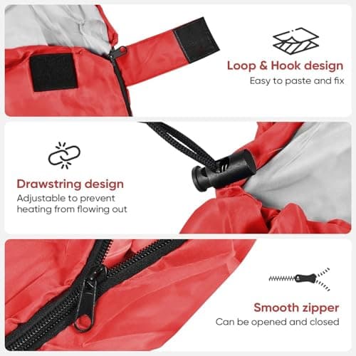 Sleeping Bags for Adults & Kids Sleeping Bag 3 Season, Ultralight Carry Bag, Adult Blanket, Lightweight Compact for Outdoor Camping, Travel, Hiking, Indoor & Outdoor Use (Red) — view 5