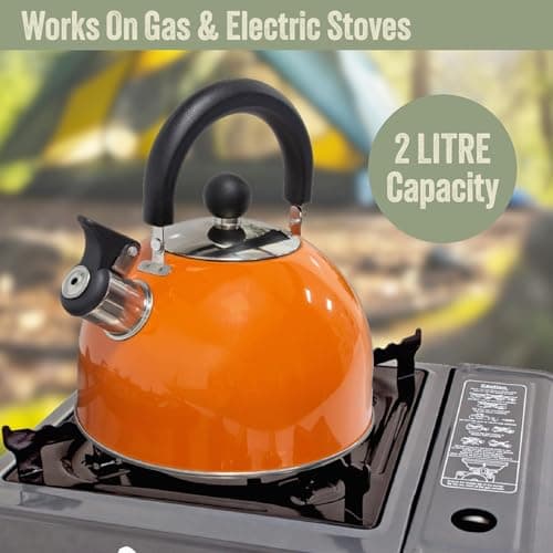 Milestone Camping 24860 2L Whistling Camping Kettle/Durable and Lightweight/Pouring Spout and Heat-Resistant Handle/Metallic Orange/Ideal for Camping, Fishing, Workshops and Garages — view 5