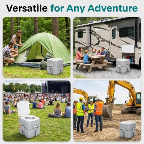 SereneLife 20L Portable Toilet for Adults, Leak Proof Camping Toilet with Detachable Waste Tank, Ideal for Camping and Other Recreational Activities, Durable and Comfortable Toilet Seat, 120 Flushes — view 6