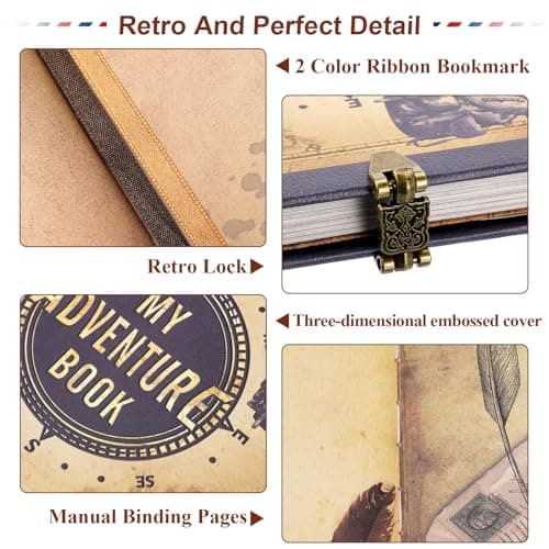 My Adventure Book Scrapbook Photo Album, Retro Style Embossed Hard Cover Travel Journal, Scrapbook Kit For Couples, Memory Book For Anniversary Wedding, Valentines' gifts, Christmases etc — view 4