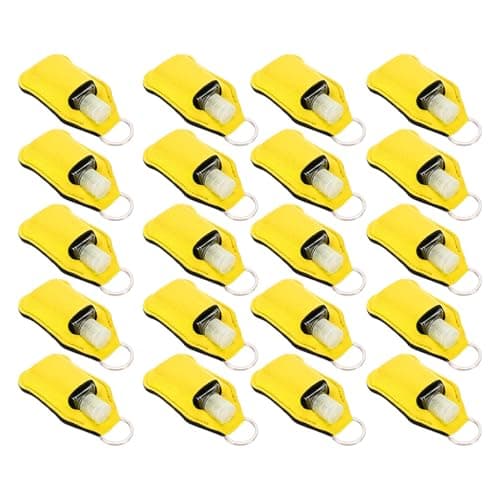 Omquot 20 Pcs Refillable Leak Proof Squeeze Bottle Keychain for Travel Camping with Neoprene Pouches, Yellow, #813 — view 4