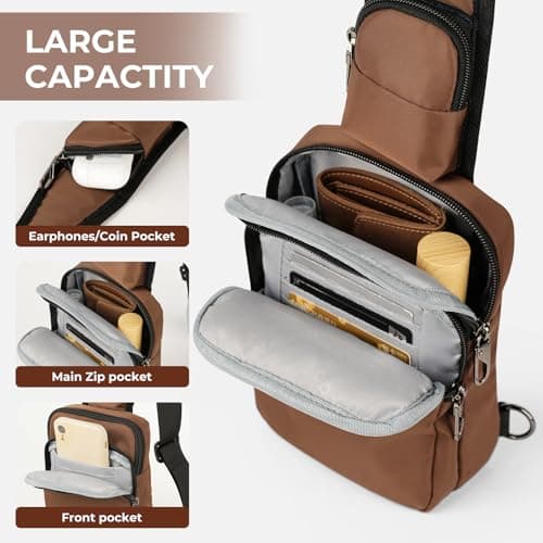 BROADREAM Anti-theft Shoulder Bag - Sling Chest Crossbody Bag Chest Bag Men Waterproof Shoulder Bag with Zip Lock RFID Blocking, Small Handbag for Men Women — view 6