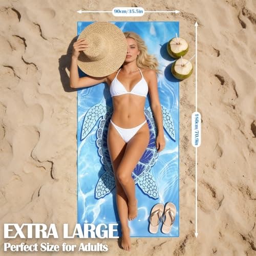 Hyhuiyin 2 Pack Microfibre Beach Towels, 180×90 cm Extra Large Quick Dry Beach Towel with Double Side Print Reusable Soft Towels for Audlts Sand Free Lightweight Towels for Pool, Gym, Camping & Travel — view 2