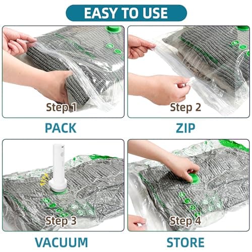 STORAGE MASTER Space Saver Bags for Travel and Home Reusable, 20 Pack Vacuum Storage Bags Save 80% More Storage Space, with Electric Air Pump — view 5