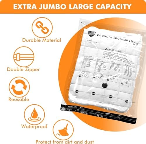 10 Small Vacuum Storage Bags with Electric Pump,Plastic Packaging Bags, Space Saver Bag for Clothes, Mattress, Blanket, Duvets, Pillows, Comforters, Travel — view 2