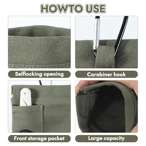 Jdbefuy 2 Pcs Dog Treat Pouch, Portable Puppy Training Bag with Auto-Closing Magnetic Buckle, Hands-Free Pet Reward Snack Pouch with Carabiner for Walking & Outdoor Travel (Green+Grey) — view 3