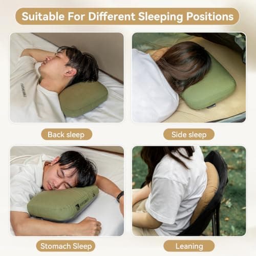 HIKEMAN Camping Memory Foam Pillow - Ultralight Travel Pillow Neck Support Pillow,Soft Ergonomic Sleeping Pillows for Camping,Car,Beach,Office (Grey) — view 6