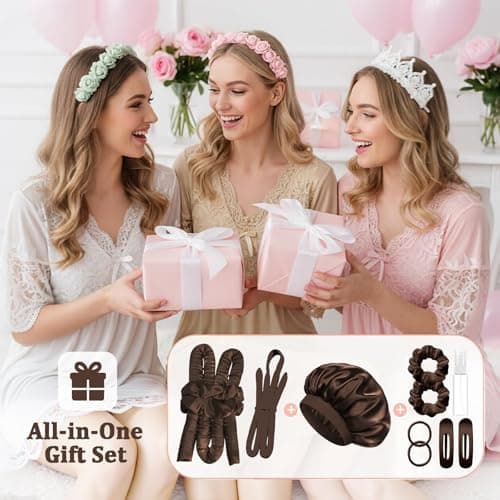 MZinge Heatless Hair Curler Set, Overnight Curling Rods 2 Sizes (1.5inch & 0.5inch) for All Hair Types, No Heat Damage, Complete Styling Kit with Sleep Cap & Storage Bag for women gifts (Brown) — view 5