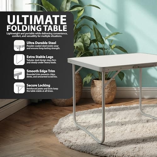ZENO Folding Table 2.6ft | Standing Table for Camping | Hiking | Picnic Table | Aluminium Alloy Office Computer Desks with Carry Handle | 80CM — view 4