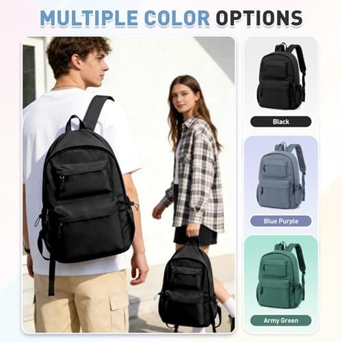 HYC00 School Backpack for Teens Secondary School Bag Girls Boys College Backpack Water Resistant 15.6” Laptop Backpacks for Women Men Anti Theft Rucksack Bags Work Bookbag Student Casual Daypack,Black — view 6