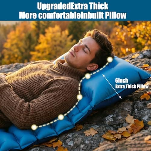 huiziyi Camping Mat, Durable Compact Ultralight Sleeping Mat, Waterproof Camping Air Mattress for Adults Kids, Sleeping Pad with Pillow for Camping, Backpacking, Hiking, Traveling, Tent Trap — view 4