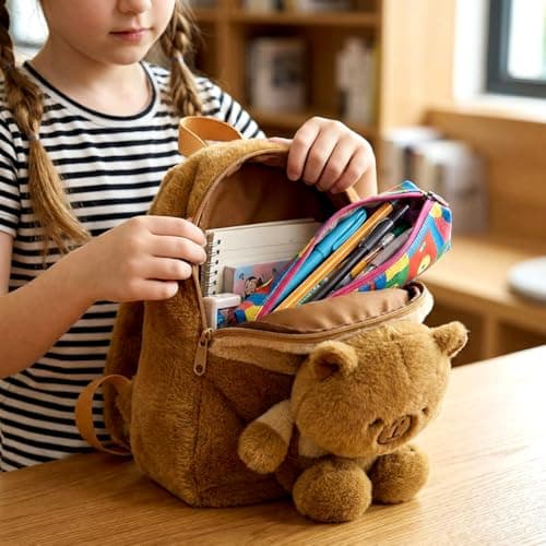 WFKKMEQ Capybara Children's Backpacks, Capybara Stuffed Animal Rucksack Cartoon Schoolbag Soft Plush Rucksack Mini Travel Bag Nursery Book Bag Casual Daypack Toddler Backpack for Preschool — view 5