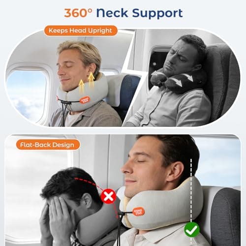Travel Neck Pillow| Memory Foam | Cooling Neck Cushion | Washable Cover — view 3