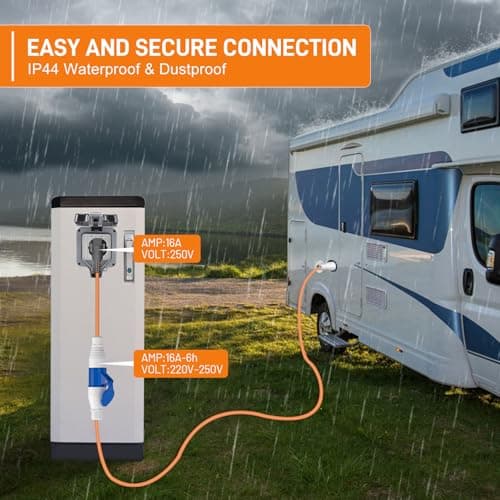 FDTEK European Hook Up Adapter, 16A EU Plug Caravan Electric Adapter IP44, 30cm Heavy Duty Converter, Motorhome Essentials for Camping, Campervan, Motorhome & Boats — view 5