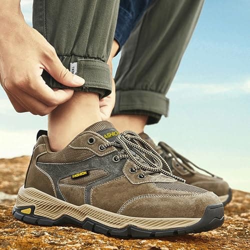 Men's Outdoor Hiking Shoes Lightweight Suede Mesh Walking Trainers — view 6
