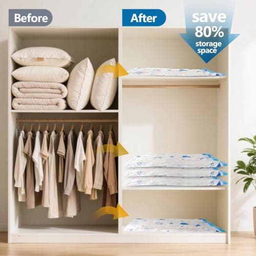 UOUNE Vacuum Storage Bags, 6-Pack (2 Jumbo, 2 Large, 2 Medium) Reusable Space Saver Bags Vacuum Compression Zipper Storage Bags with Airtight Valve and Hand Pump,Work with Vacuum Cleaner — view 5