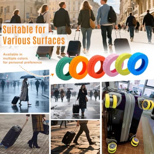 MUWINC Suitcase Wheels Covers Protectors, Side Width 10 mm, Yellow — view 4
