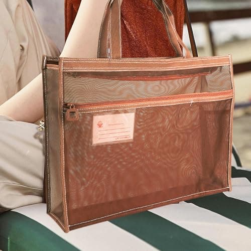 Mesh Art Supply Bag - Clear Artwork Holder, Zippered Drawing Storage Folder — view 6