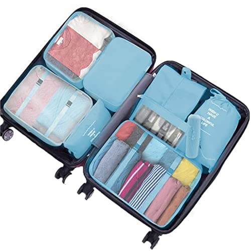 Jsdoin Packing Cubes for Suitcase,9 PCS Travel Luggage Packing Cubes for Backpack, Waterproof Essentials Suitcase Organiser Bags, Travel Accessories (Blue) — view 3