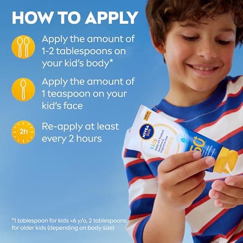 NIVEA SUN Kids Daily UV Protect Sensitive SPF 50+ Sun Cream (100ml), Kids Sunscreen For Face and Body, Sweat and Water-Resistant, Gentle Fragrance-Free Formula — view 6