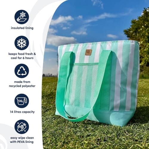 Whitesands Premium Insultated Tote Cool Bag, 14L Picnic Basket, Keeps Food Fresh & Cool for 6 Hours, Cooler Box Made From Recycled Polyester For Camping — view 2