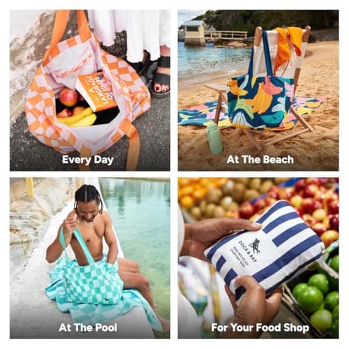 Dock & Bay Everyday Beach Tote Bag - Reusable Beach Handbag & Shopping Carrier - Miami Sorbet — view 6