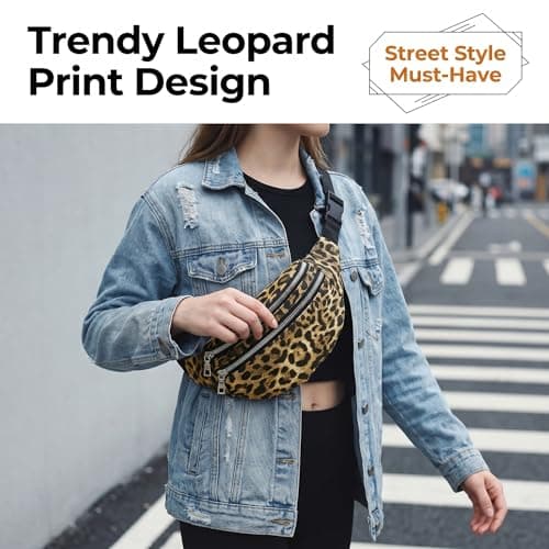 Leopard Print Bumbags for Ladies, Bum Bag Festival with Adjustable Strap — view 3