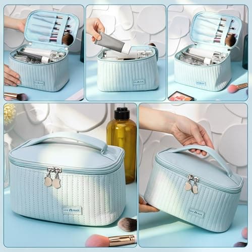 Bestomrogh Make up Bag, Large Capacity Travel Cosmetic Bag with Handle — view 3
