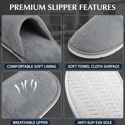 SimingZric Hotel Slippers - 4 Pairs Soft Coral Fleece Hotel Slippers Multipack, Cosy Guest Slippers, Premium Disposable Slippers For Guests for Home Spa Hotel Bathroom — view 5