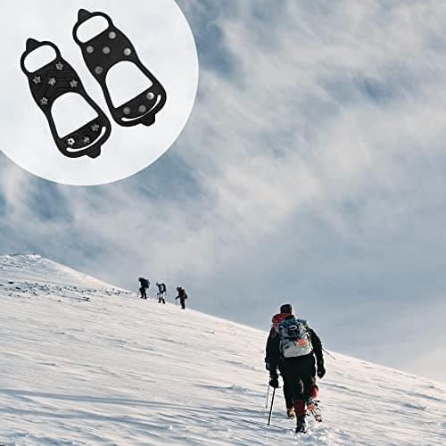 2Pairs Ice Cleats for Shoes and Boots Ice Spikes Crampons for Hiking Boots — view 6
