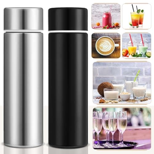 saerryor 2 Pcs Stainless Steel Water Bottle150MLMini Flask Black Silver — view 5