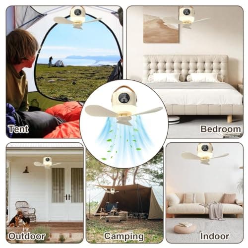 Portable Camping Fan, 7200 mAh Tent Fans with LED Light, Remote Control — view 3