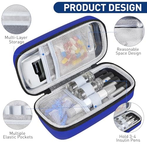 Insulin Cooler Travel Case, Refrigerated Medicine Travel Case with 2 Reusable Ice Packs TSA Approved for Diabetic Supplies Patent Pending, Portable Temperature Display Medicine Travel Cooler (Blue) — view 5